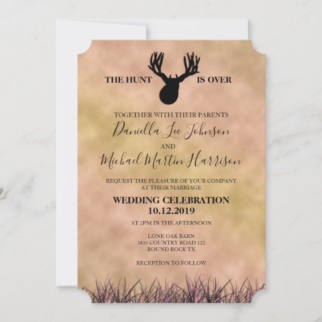 The Hunt is Over Wedding Invitation (Front)