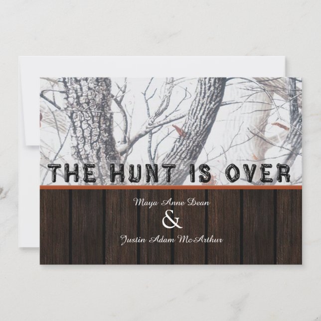 The Hunt Is Over Winter Camo Wedding Invitation (Front)