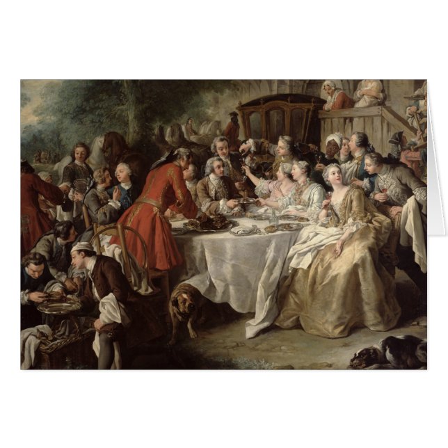 The Hunt Lunch, detail of the diners, 1737 (Front Horizontal)