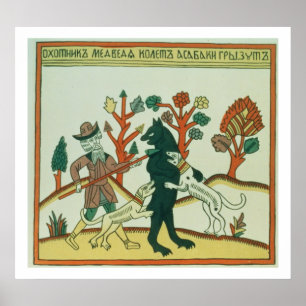 The Hunter and the Boar, Russian, late 18th centur Poster