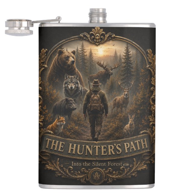 The Hunter , Into the Wild Silence  Hip Flask (Opened)