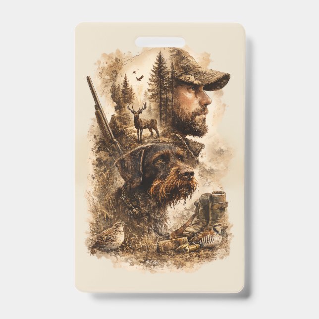 The Hunter's Bond – German Wirehaired Pointer ID Badge (Front)