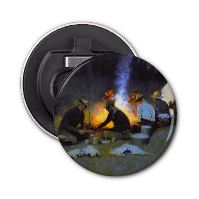 The Hunters' Supper Frederic Remington Rustic Bottle Opener (Front)