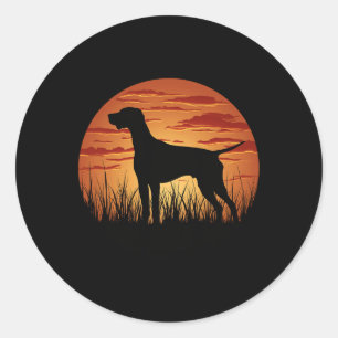 The Hunting Pointer Dog Silhouetted Against The Su Classic Round Sticker