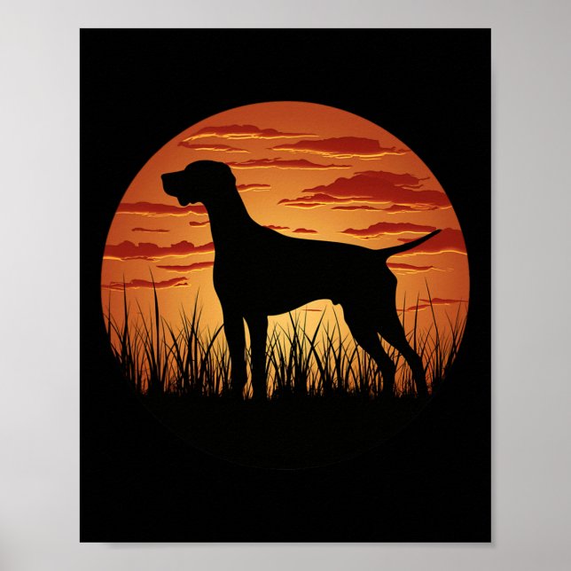 The Hunting Pointer Dog Silhouetted Against The Su Poster (Front)