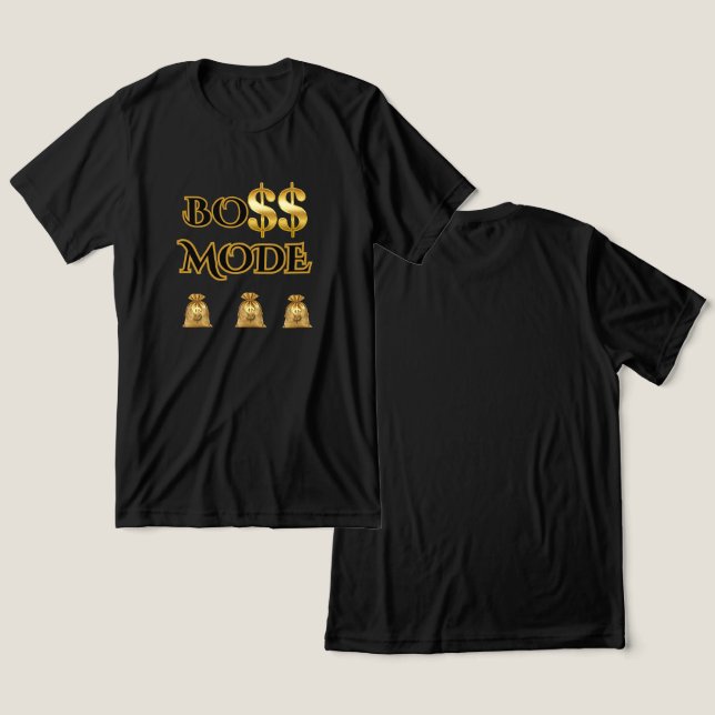 THE HUSTLE, BOSS MODE MEN'S BLACK SHORT SLEEVE  Tri-Blend SHIRT (Design Front & Back)