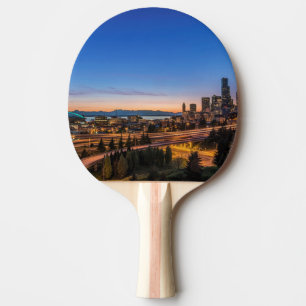 The I-5 freeway and downtown Seattle at twilight Ping Pong Paddle