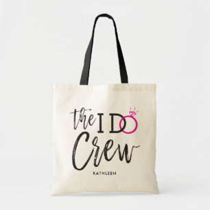 The I Do Crew   Wedding Party Custom Name D. Pink Tote Bag