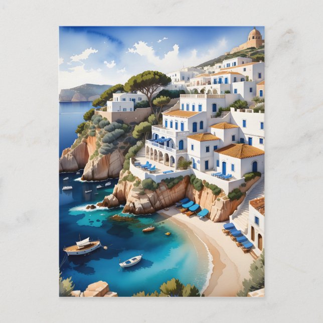 The Ibiza coast is home to many beautiful Greek vi Holiday Postcard (Front)