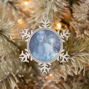 The Ice Elf Fantasy Art Snowflake Pewter Christmas Ornament