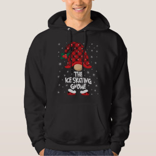 The Ice SkatingGnome Buffalo Plaid Christmas Match Hoodie