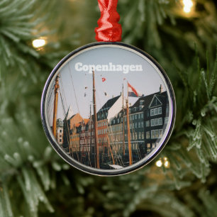 The iconic Nyhavn, Copenhagen, Denmark Metal Tree Decoration