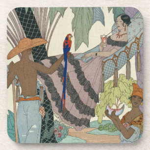 The idle beauty (pochoir print) coaster