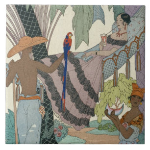 The idle beauty (pochoir print) tile