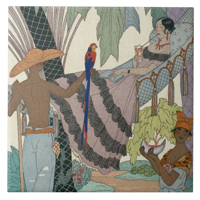 The idle beauty (pochoir print) tile (Front)