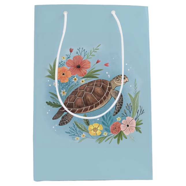 The illustration of a sea turtle medium gift bag (Front)