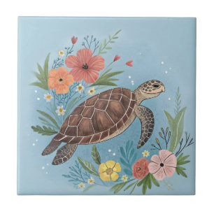 The illustration of a sea turtle tile
