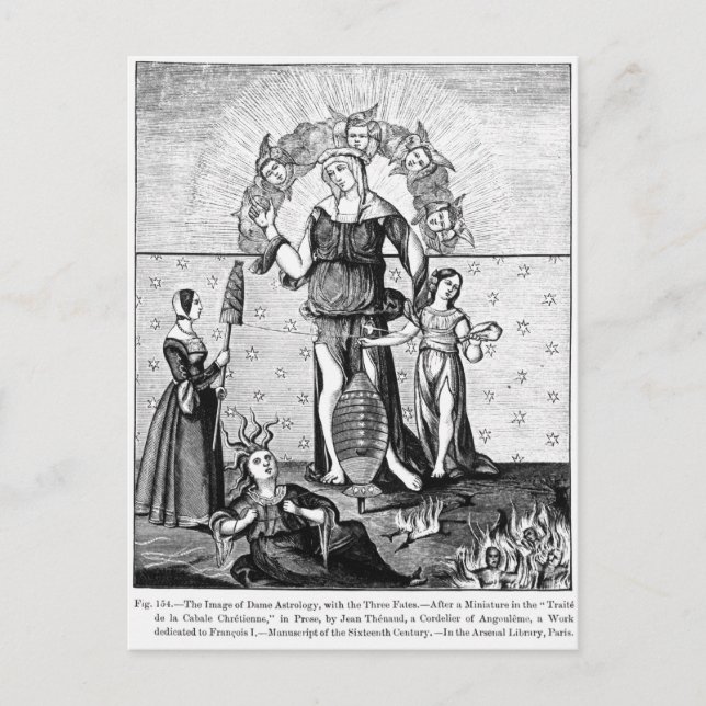 The Image of Dame Astrology with the Three Postcard (Front)