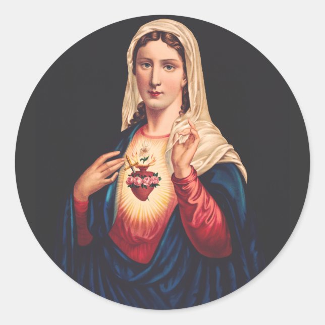 The Immaculate Heart of Mary Classic Round Sticker (Front)
