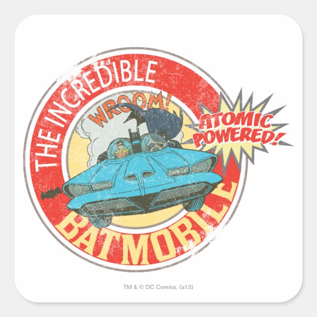 The Incredible Batmobile Icon Square Sticker (Front)
