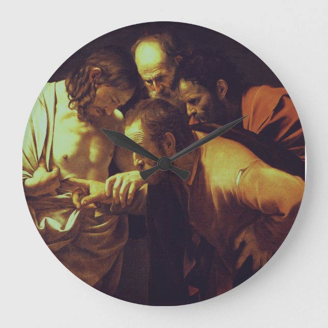 The Incredulity of Saint Thomas by Caravaggio Large Clock (Front)