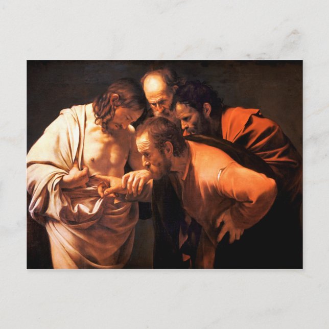 The Incredulity of Saint Thomas by Caravaggio Postcard (Front)