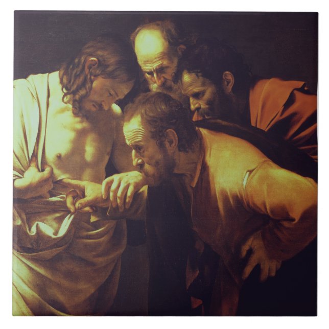The Incredulity of Saint Thomas by Caravaggio Tile (Front)