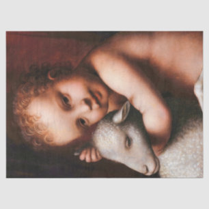 The infant Jesus with a Lamb by Bernardino Luini Tissue Paper