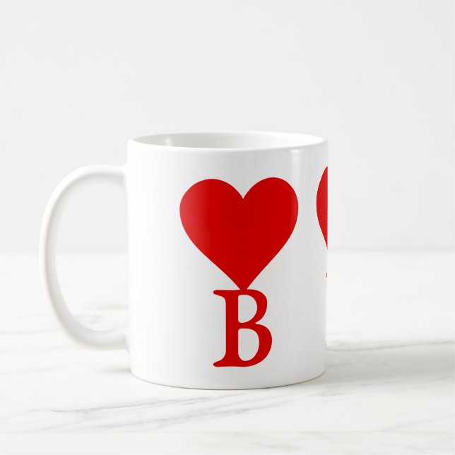 The initial B with a big red heart Coffee Mug (Left)