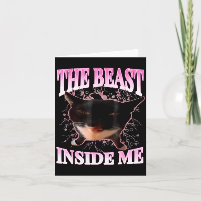 The Inside Me Funny Cat Humor Cute Silly Cat Meme  Card (Front)