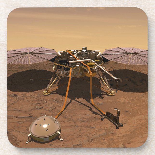 The Insight Lander Operating On Surface Of Mars. Coaster (Front)