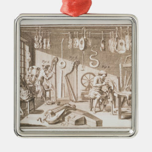 The instrument maker's workshop, detail from plate metal tree decoration