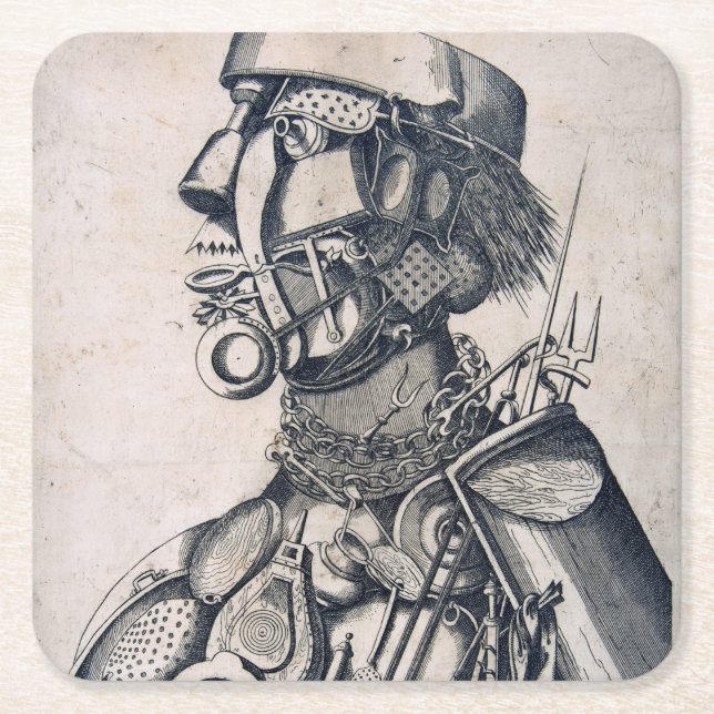 The Instruments of Human Sustenance, Arcimboldo Square Paper Coaster (Front)