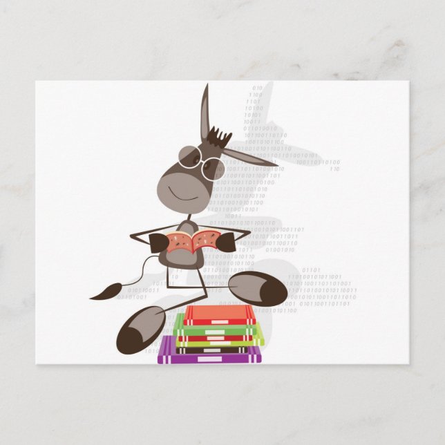 The Intellectual Donkey reading Postcard (Front)