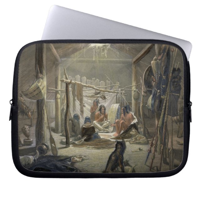The Interior of a Hut of a Mandan Chief, plate 19 Laptop Sleeve (Front)