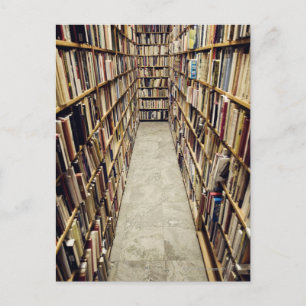 The interior of a second-hand bookshop Sweden. Postcard