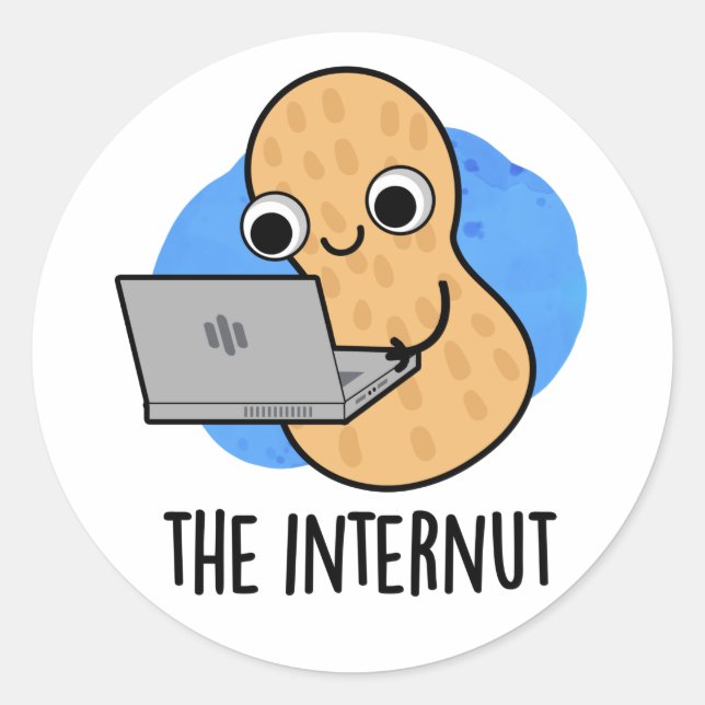 The Internut Funny Internet Peanut Pun  Classic Round Sticker (Front)