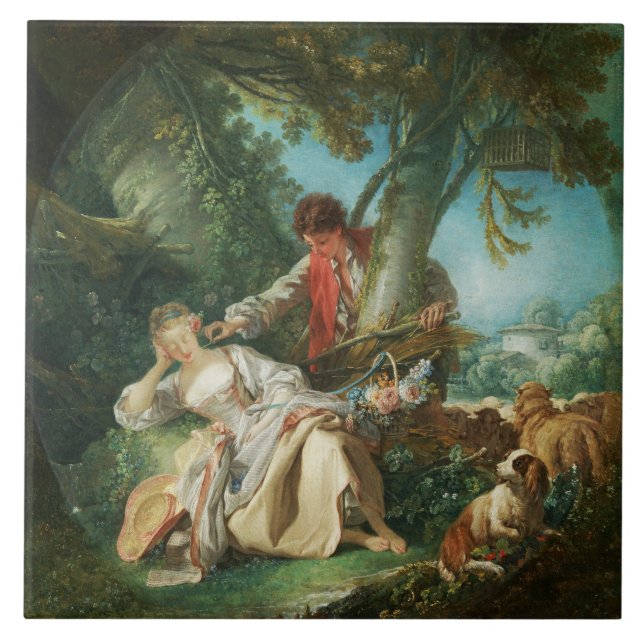 The Interrupted Sleep by François Boucher  Tile (Front)
