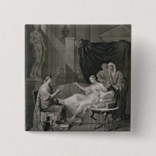 The Interview of Augustus and Cleopatra, engraved 15 Cm Square Badge