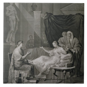 The Interview of Augustus and Cleopatra, engraved Tile