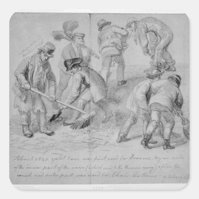 The introduction of split cane brooms square sticker (Front)