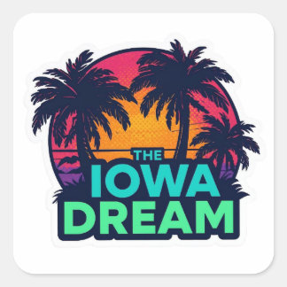 The Iowa Dream American Retro Summer Square Sticker