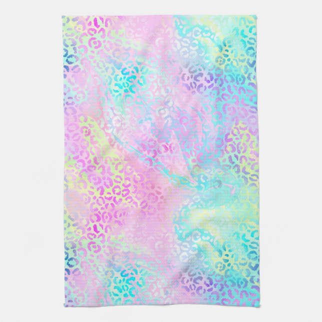 The Iridescent Leopard Series Design 10 Tea Towel (Vertical)