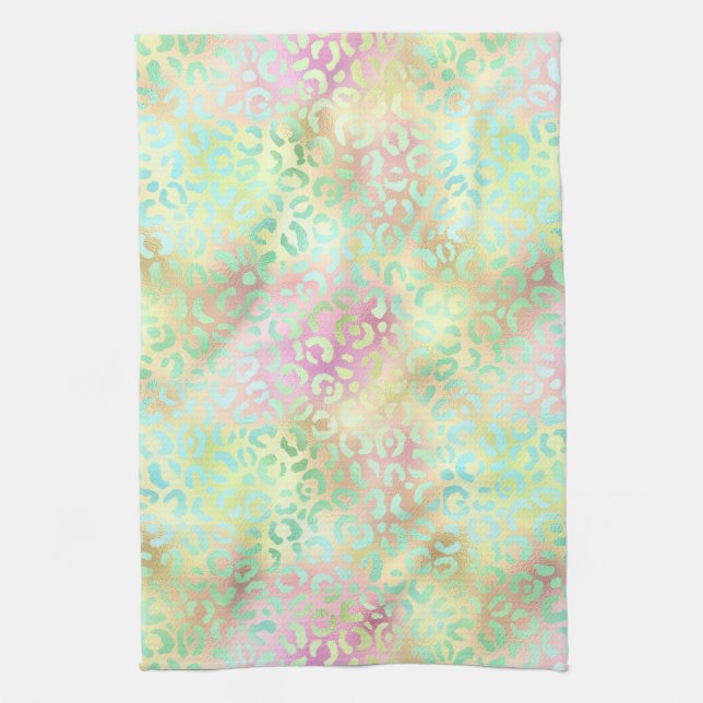 The Iridescent Leopard Series Design 2 Tea Towel (Vertical)