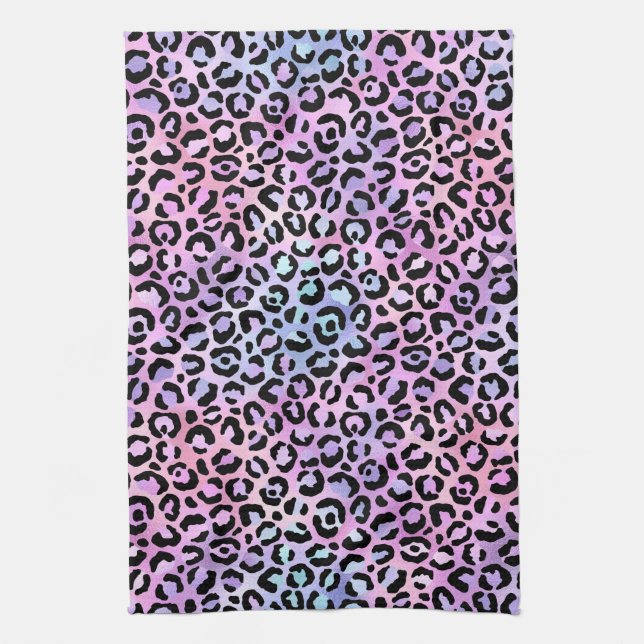 The Iridescent Leopard Series Design 4 Tea Towel (Vertical)