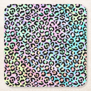 The Iridescent Leopard Series Design 5 Square Paper Coaster
