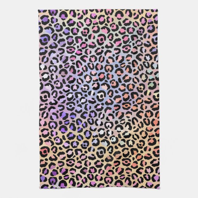 The Iridescent Leopard Series Design 7 Tea Towel (Vertical)