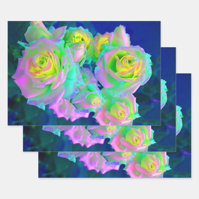 The Iridescent Pearly Roses Wrapping Paper Sheet (Set)