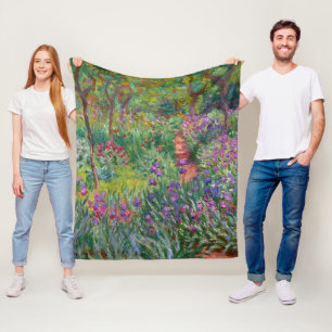 The Iris Garden At Giverny By Claude Monet Fleece Blanket
