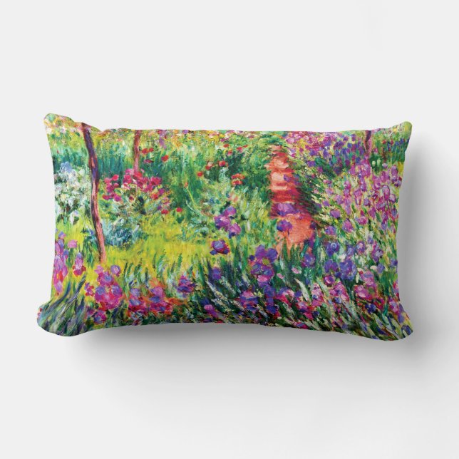 The Iris Garden at Giverny by Claude Monet Lumbar Cushion (Front)